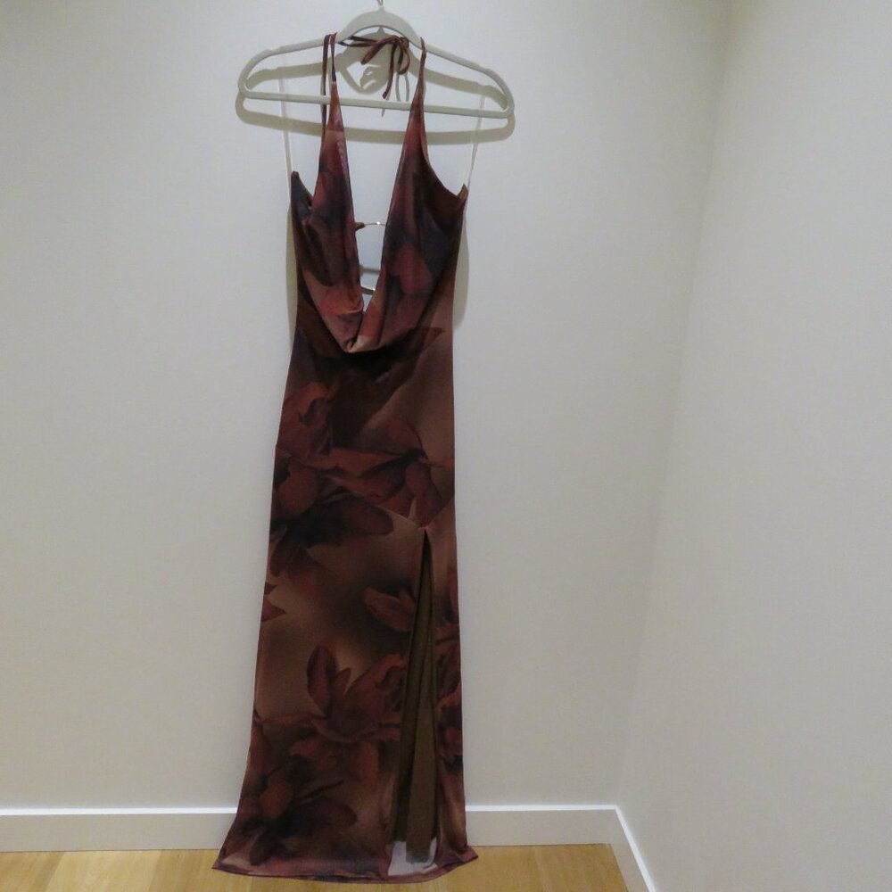 WINDSOR Drama Meets Paradise Floral Maxi Dress in Brown Y2K Whimsigoth Friends - Picture 2 of 14